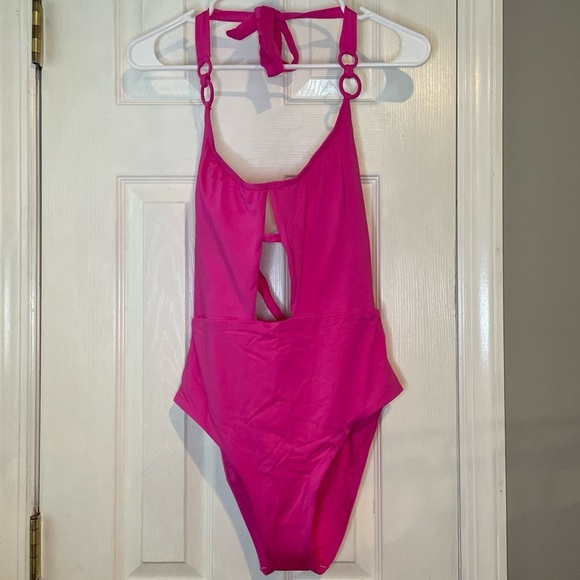 Trina Turk Monaco Halter One Piece Swimsuit Rose Size 10 - Picture 2 of 14